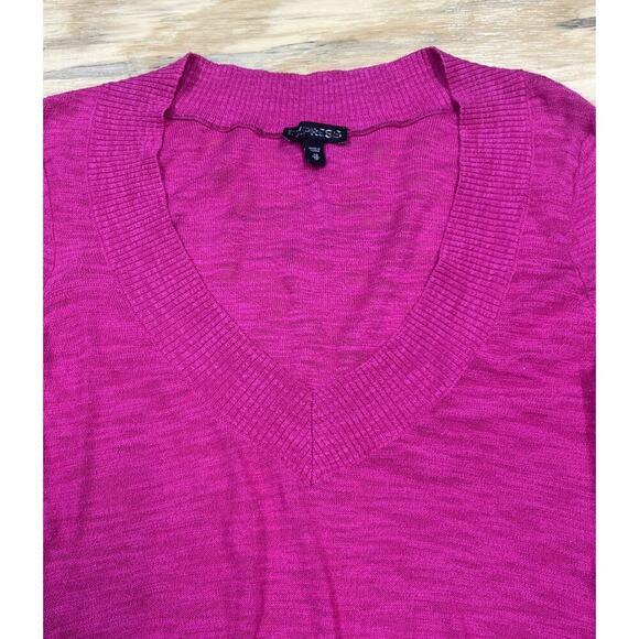 Express Y2K Deep V Neck Lightweight Sweater Women’s Size XS Pink Babydoll - Picture 3 of 11